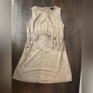 Tan Fringe Midi Dress size medium